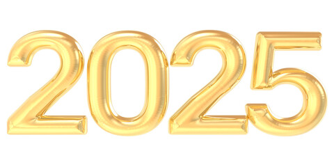 Happy New Year 2025 Gold 3D Number