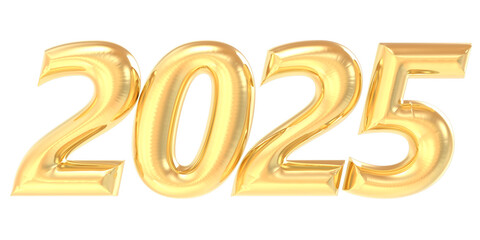 Happy New Year 2025 Gold 3D Number