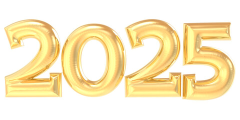 Happy New Year 2025 Gold 3D Number
