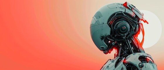 A Japan art style creative design is paired with intricate robotics, showcasing futuristic technology in a banner template sharpen with copy space