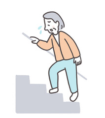 階段を登るのが辛いシニア女性