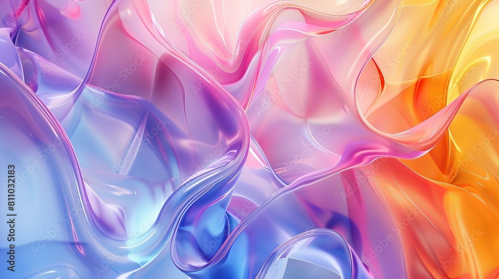 Wall mural Colorful gradient fluid wave render texture on abstract 3D background