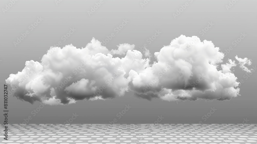 Poster The Cloudscape Design shows realistic clouds in a clear sky. White fluffy clouds isolated on a clear background.