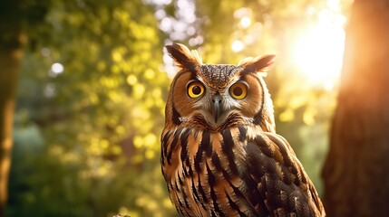 great horned owl in the forest