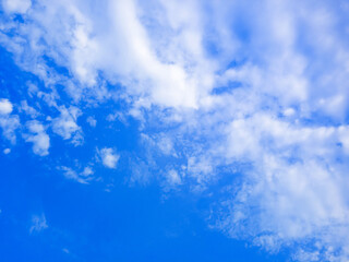 Clear Blue Sky Adorned with Scattered White Clouds