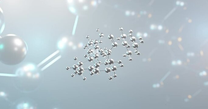 Simvastatin rotating 3d molecule, molecular structure of statin, seamless video