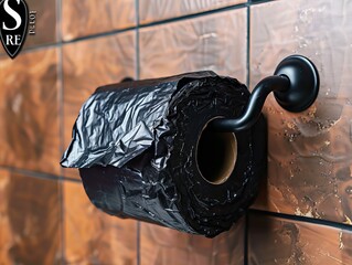 A toilet paper roll hanging on a wall.