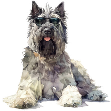 Smiling Bouvier Des Flandres With Sun Glasses In
