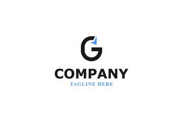 letter g and blue arrow logo