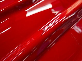 A close up of a red car with shiny paint.
