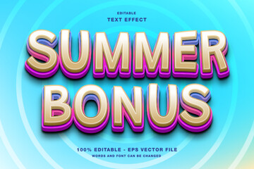 Summer Bonus 3d text style effect template editable