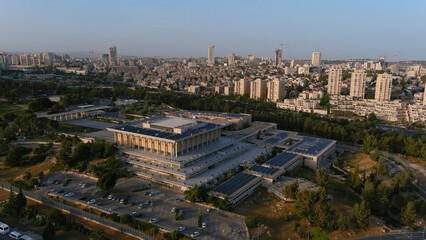 Israel knesset parliament close to sunset, aerial
Drone view from the capital of israel, Jerusalem,...