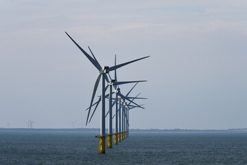 Wind mills farm out in the North Sea
