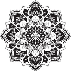Mandala black and white vector