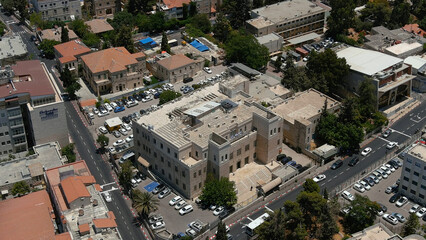 Jerusalem District Court aerial view
Drone view above Jerusalem District Court, israel, may 2022
