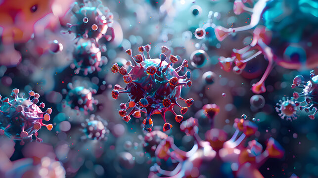 Abstract 3D render wallpaper of a virus