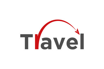 Travel agency logo design with paper airplane symbol in the words Travel.
