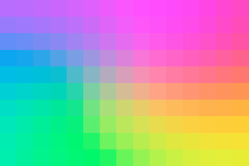 Gradient rainbow background. Geometric texture from multicolor squares for publication, design, poster, calendar, post, screensaver, wallpaper, post, cover, banner, website. Vector illustration