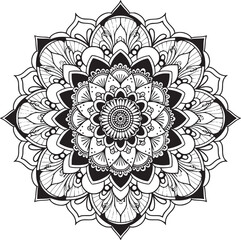 Mandala black and white vector