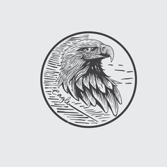 Eagle bird hand drawn logo icon vector illustration