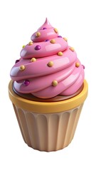 cupcake with pink icing and sprinkles