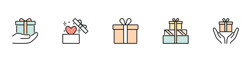 プレゼントのアイコンセット　カラー