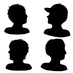silhouette of a person, male head silhoutte illustrations, flat design vector art 