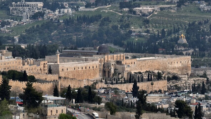 Jerusalem muslim quarter, golden dome of the rock, Aerial view
