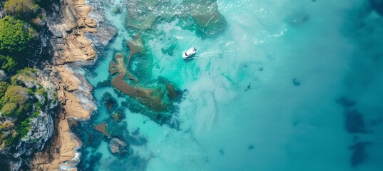 Fototapeta premium Aerial drone footage of cars on coastal roads with breathtaking ocean views and scenic landscapes