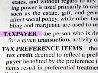 close up photo of the word taxpayer