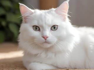Obraz premium White Cat Animal Realistic Photo Illustration Art