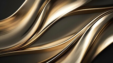 Obraz premium 3D rendering of a smooth, flowing gold-colored surface with soft lighting.