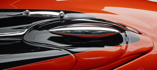Artistic abstracts capturing car reflections on shiny surfaces in intriguing compositions