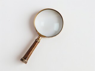 A magnifying glass on a white surface.
