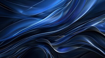 Blue abstract 3D rendering of a wavy surface