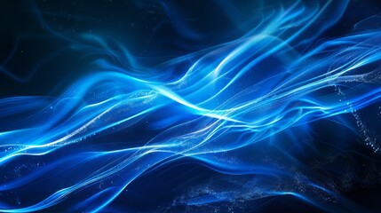 Blue abstract background with bright curved lines
