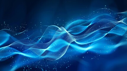 Blue abstract background with flowing glowing lines