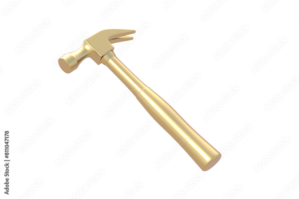 Wall mural golden hammer isolated on white background. 3d render