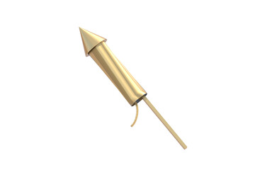 Golden firework isolated on white background. 3d render