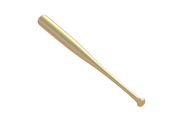 Golden baseball bat isolated on white background. 3d render