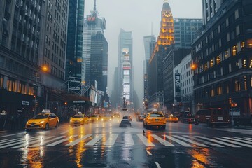 urban city bustling street with bright lights professional photography