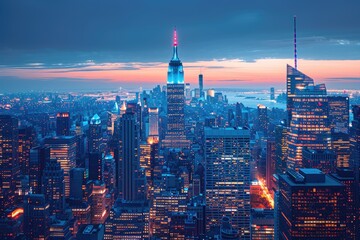 Obraz premium urban city bustling street with bright lights professional photography