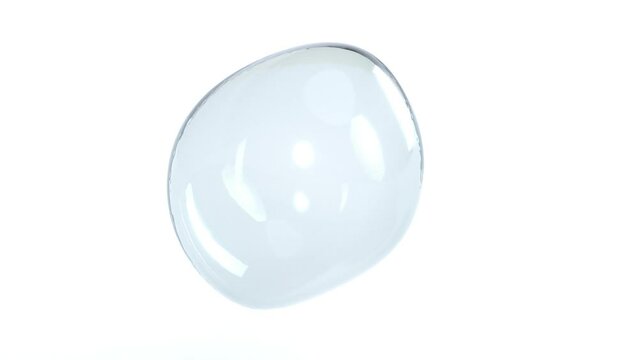 Sphere water glass isolate on white bg able to loop endless 4k