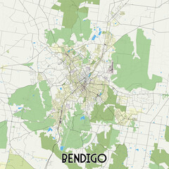 Bendigo Australia map poster art