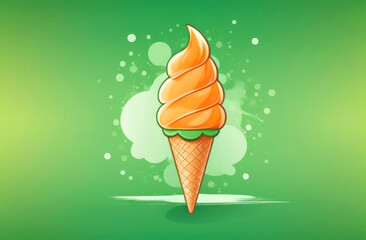 Indulge in sweetness with this vibrant illustration of a creamy swirl ice cream cone