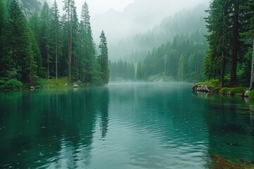 Magnificent lake in the middle of the forest professional photography
