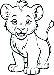 vector cute male child Lion smiling outline illustration