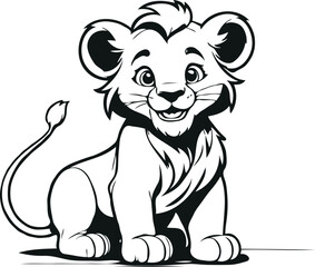 vector cute male child Lion smiling outline illustration