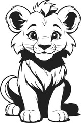 vector cute male child Lion smiling outline illustration