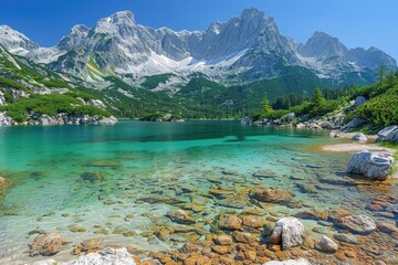 beautiful lake on a sunny day professional photography